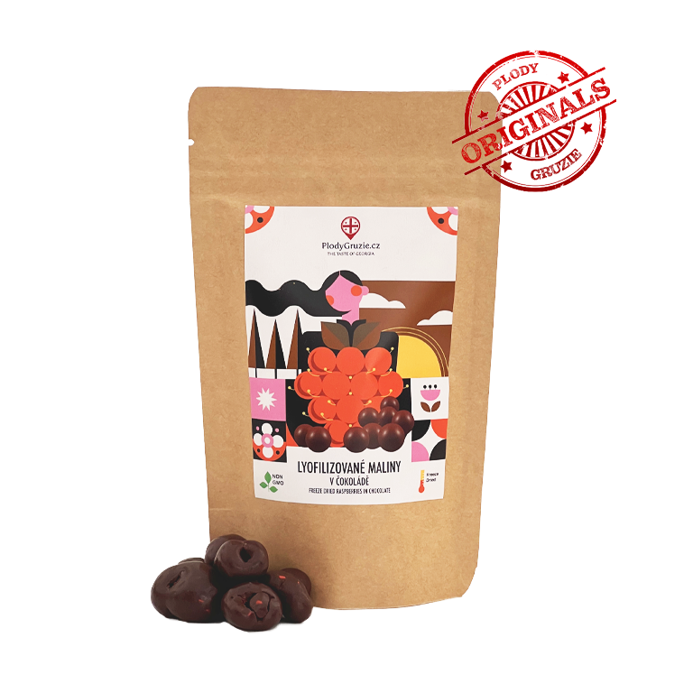 Lyofilizované maliny v čokoládě 80 g Plody Gruzie